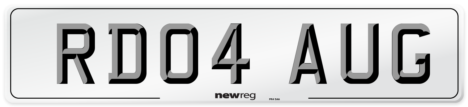 RD04 AUG Number Plate from New Reg